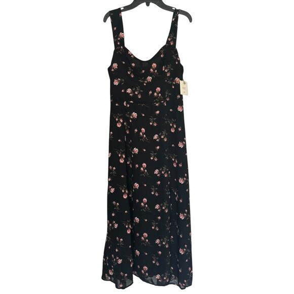 NWT Rihoas Black Floral Midi Dress Size Small - Picture 4 of 4